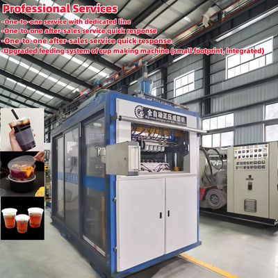 Macchina di produzione di tazze di plastica monouso completamente automatizzata 750*430mm Area di formazione per materiale PP/PS/PET