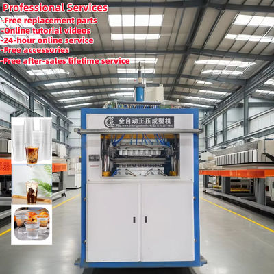 Macchina di termoformatura automatica di tazze di plastica con sistema di azionamento del cambio di controllo PLC