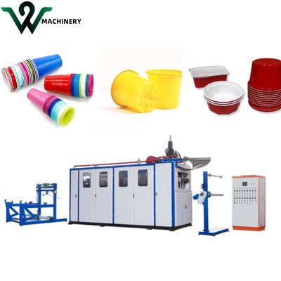 Potenza di riscaldamento di 11 kW Macchina di produzione di vasi da fiori in plastica completamente automatica per la produzione di scatole di tazze e di torte in plastica