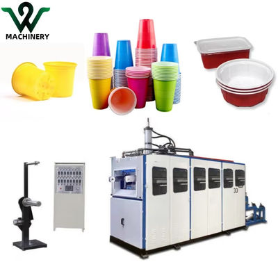 Macchina di termoformatura in plastica completamente automatica per tazze di plastica usa e getta Scatola di pizza di plastica Scatola di biscotti Scatola di torta